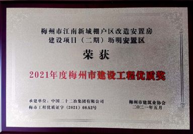 廣東公司—廣東公司承建梅州區(qū)域三項工程獲評梅州市建設(shè)工程優(yōu)質(zhì)獎—373—20210607 (1)